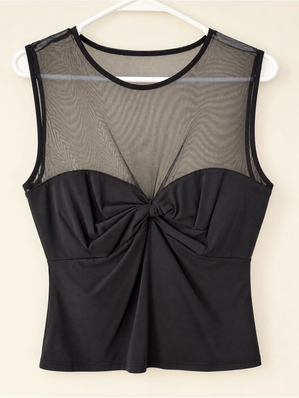 Abercrombie & Fitch Black Mesh Knot Front Sleeveless Top
